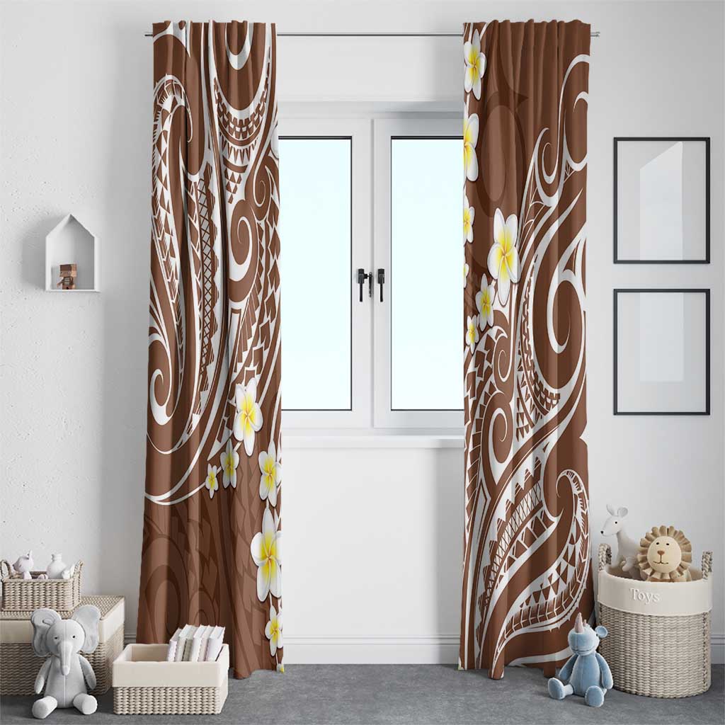 Plumeria With Brown Polynesian Tattoo Pattern Window Curtain LT05 - Polynesian Pride