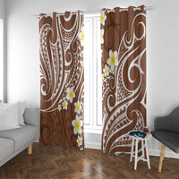 Plumeria With Brown Polynesian Tattoo Pattern Window Curtain LT05 With Grommets Brown - Polynesian Pride