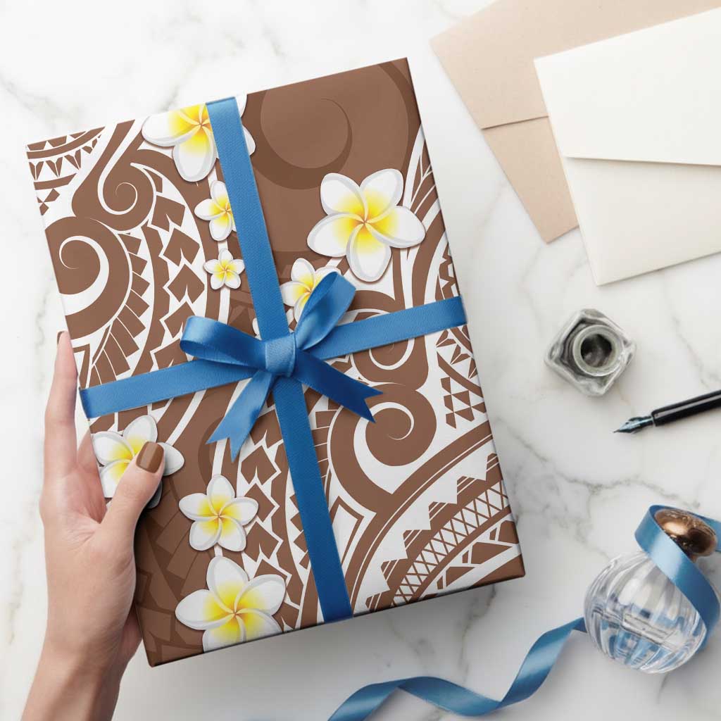 Plumeria With Brown Polynesian Tattoo Pattern Wrapping Paper LT05 - Polynesian Pride