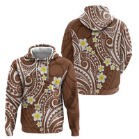 Plumeria With Brown Polynesian Tattoo Pattern Zip Hoodie