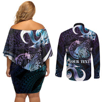 Personalised Polynesia Suicide Prevention Awareness Couples Matching Off Shoulder Short Dress and Long Sleeve Button Shirt No Story Should End Too Soon LT05 - Polynesian Pride