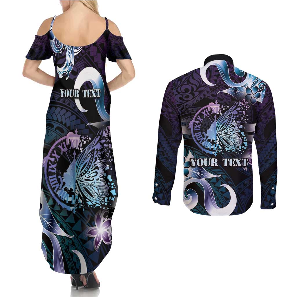 Personalised Polynesia Suicide Prevention Awareness Couples Matching Summer Maxi Dress and Long Sleeve Button Shirt No Story Should End Too Soon LT05 - Polynesian Pride