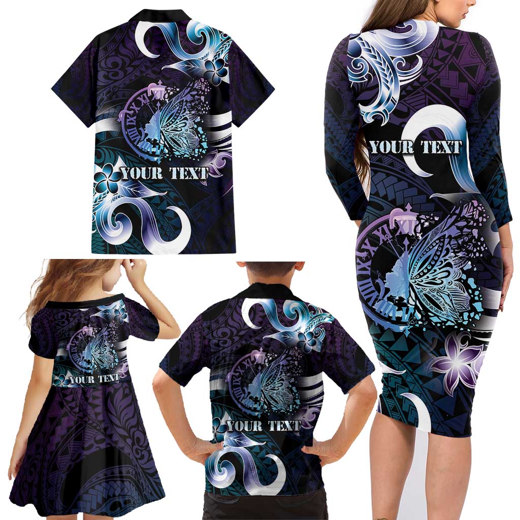 Personalised Polynesia Suicide Prevention Awareness Family Matching Long Sleeve Bodycon Dress and Hawaiian Shirt No Story Should End Too Soon