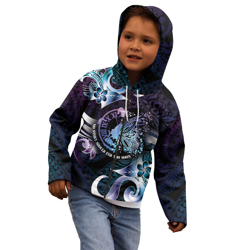 Personalised Polynesia Suicide Prevention Awareness Kid Hoodie No Story Should End Too Soon