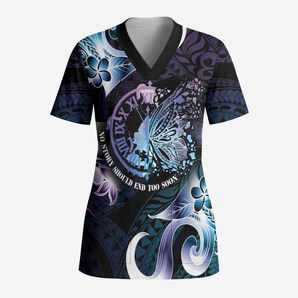 Personalised Polynesia Suicide Prevention Awareness Scrub Top No Story Should End Too Soon - Polynesian Pride