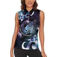 Personalised Polynesia Suicide Prevention Awareness Women Sleeveless Polo Shirt No Story Should End Too Soon