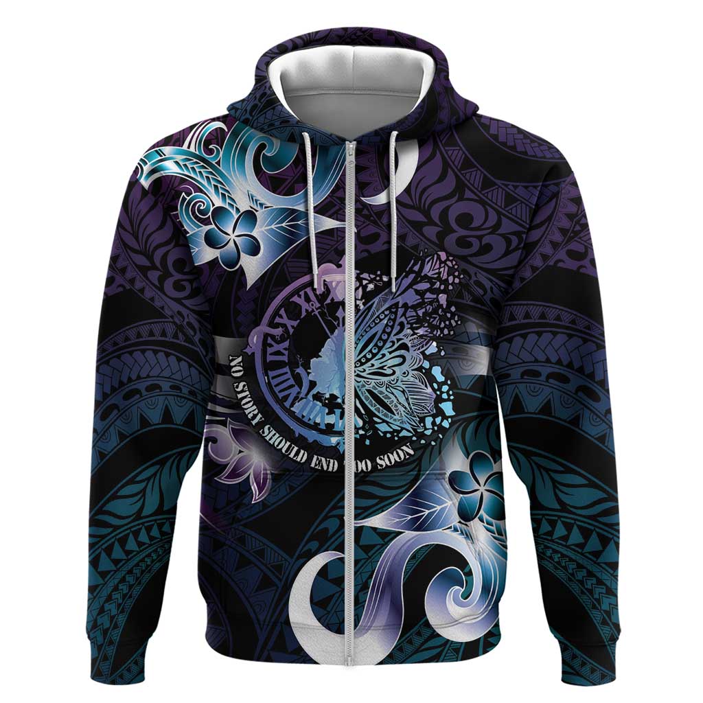 Personalised Polynesia Suicide Prevention Awareness Zip Hoodie No Story Should End Too Soon