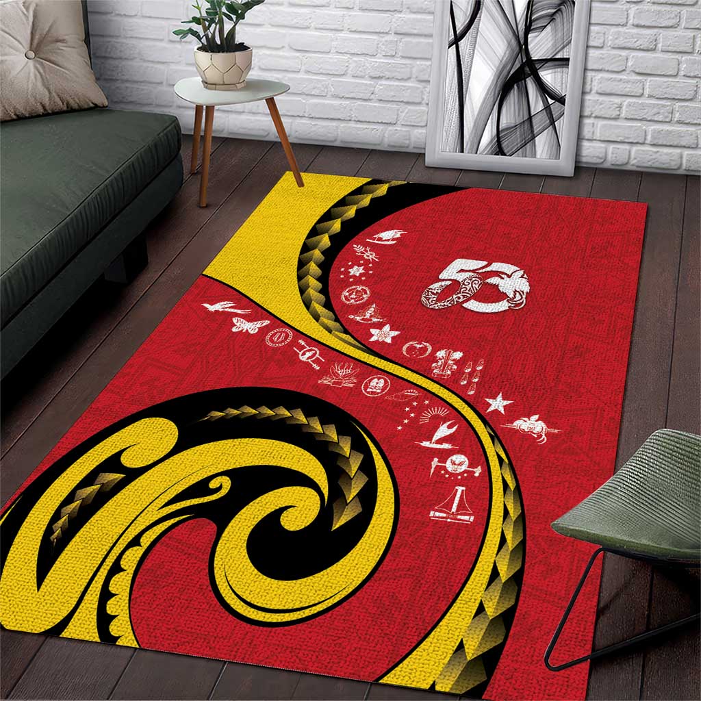 Papua New Guinea 50th Independence Anniversary Area Rug Special Style Red Version - Polynesian Pride