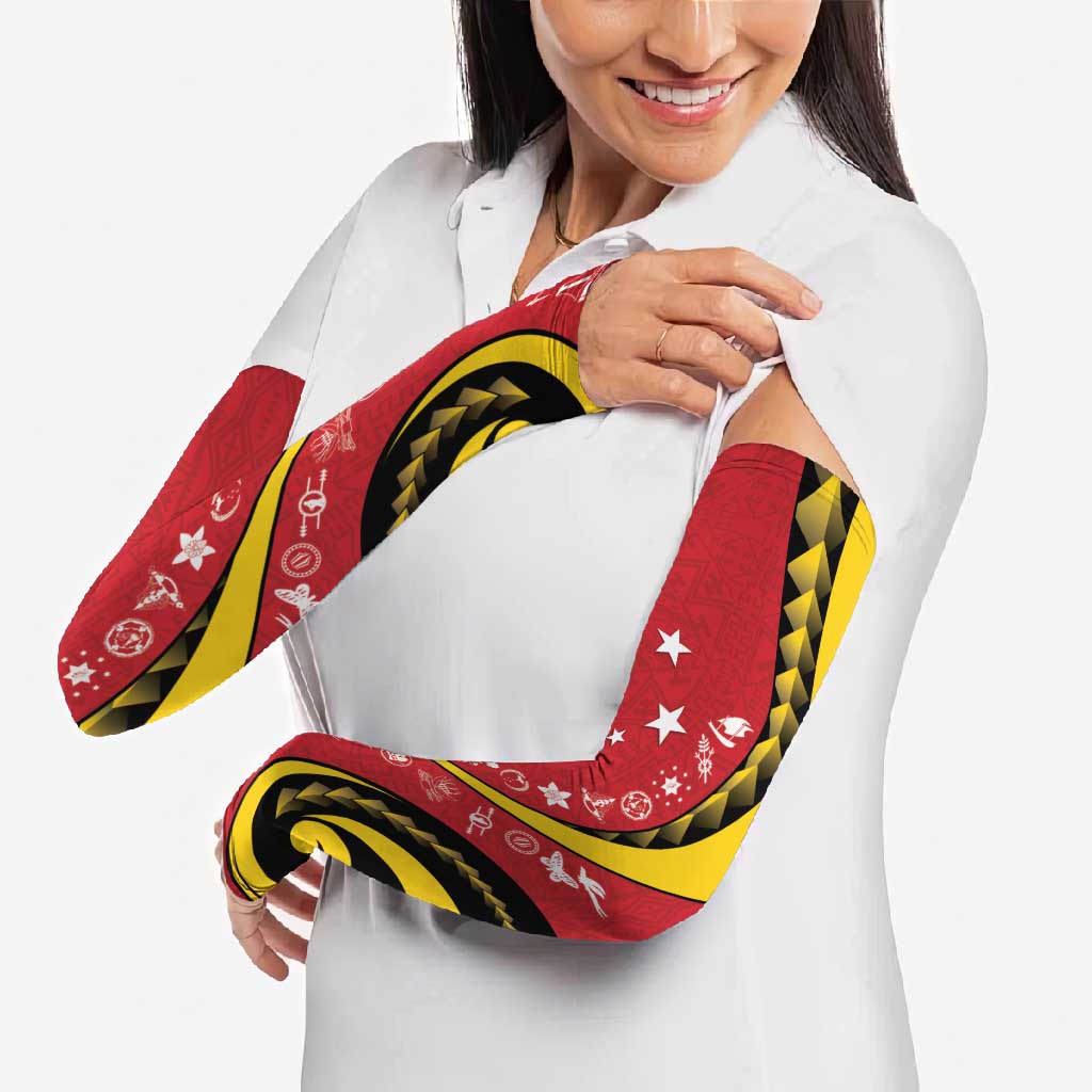 Papua New Guinea 50th Independence Anniversary Arm Sleeves Special Style Red Version - Polynesian Pride