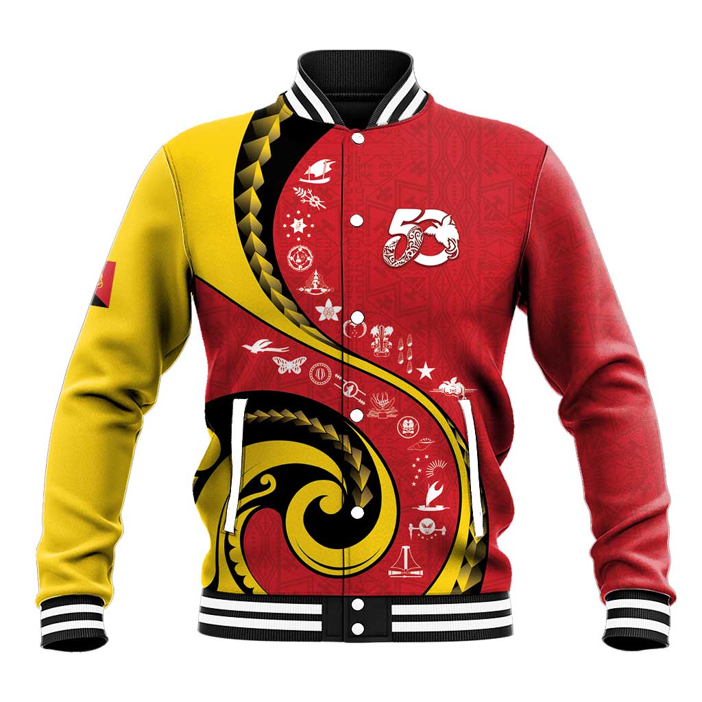 Papua New Guinea 50th Independence Anniversary Baseball Jacket Special Style Red Version LT05 Unisex Red - Polynesian Pride