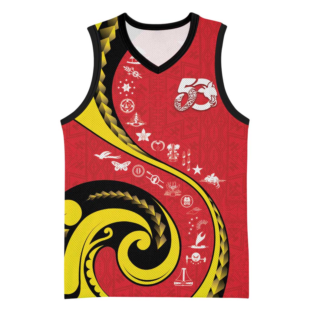 Papua New Guinea 50th Independence Anniversary Basketball Jersey Special Style Red Version - Polynesian Pride