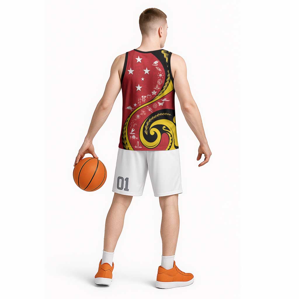 Papua New Guinea 50th Independence Anniversary Basketball Jersey Special Style Red Version - Polynesian Pride