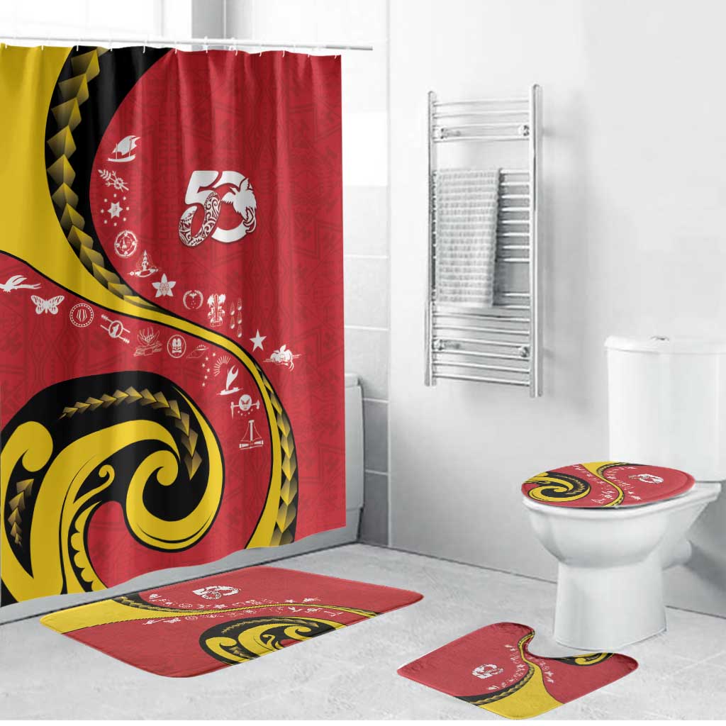 Papua New Guinea 50th Independence Anniversary Bathroom Set Special Style Red Version - Polynesian Pride