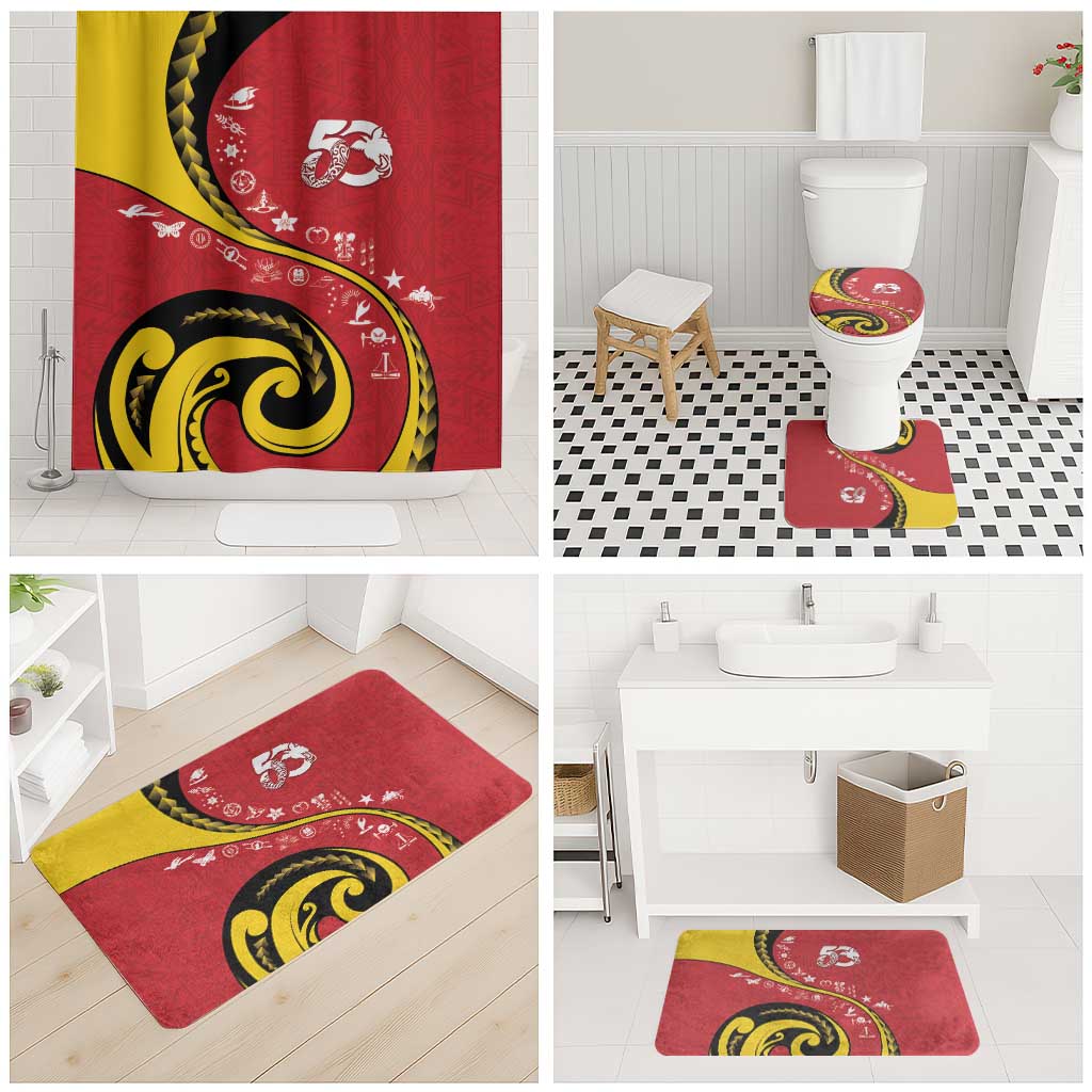 Papua New Guinea 50th Independence Anniversary Bathroom Set Special Style Red Version - Polynesian Pride