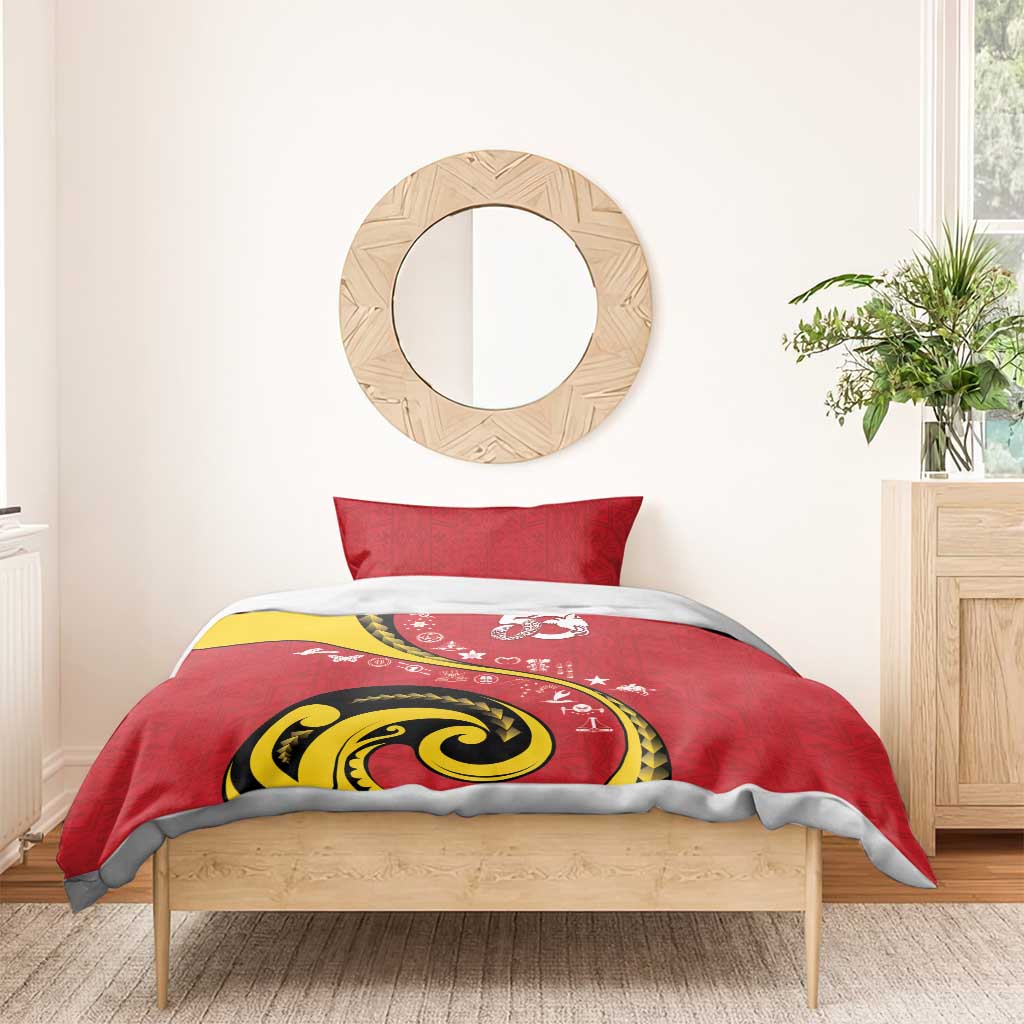 Papua New Guinea 50th Independence Anniversary Bedding Set Special Style Red Version - Polynesian Pride