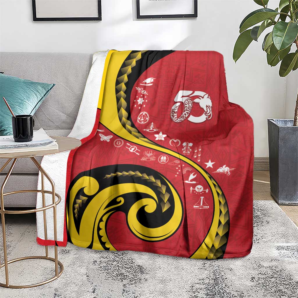 Papua New Guinea 50th Independence Anniversary Blanket Special Style Red Version - Polynesian Pride