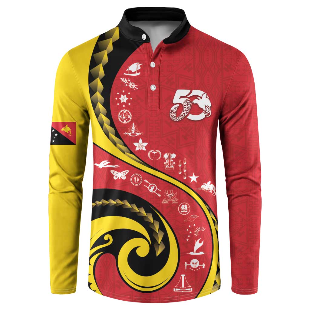 Papua New Guinea 50th Independence Anniversary Button Sweatshirt Special Style Red Version LT05 Red - Polynesian Pride
