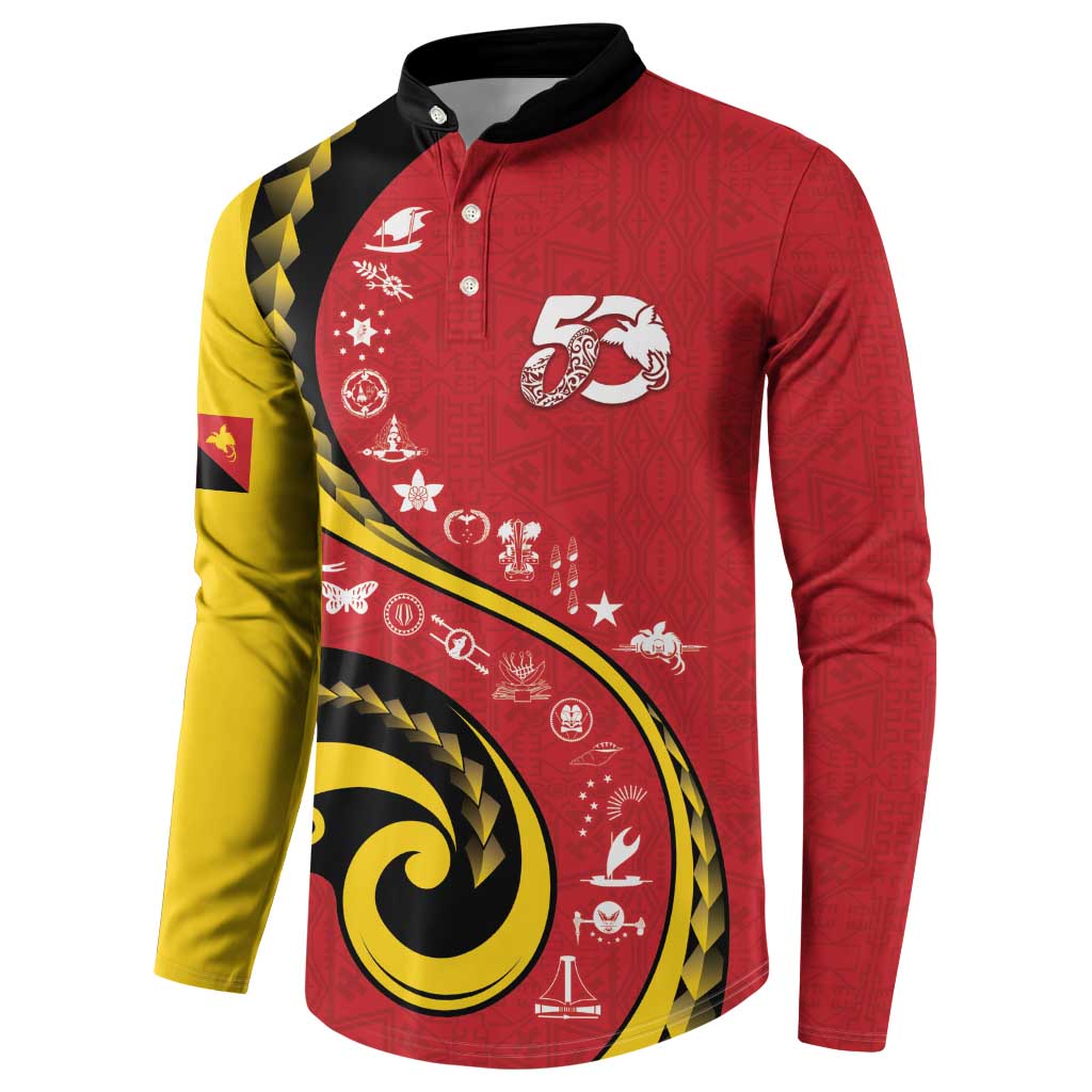 Papua New Guinea 50th Independence Anniversary Button Sweatshirt Special Style Red Version LT05 - Polynesian Pride