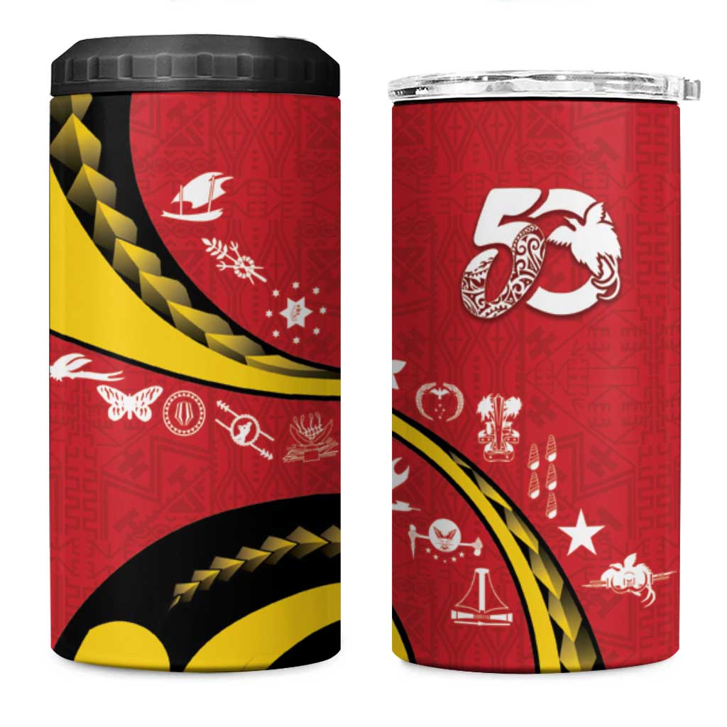 Papua New Guinea 50th Independence Anniversary 4 in 1 Can Cooler Tumbler Special Style Red Version LT05 One Size: 16 oz Red - Polynesian Pride
