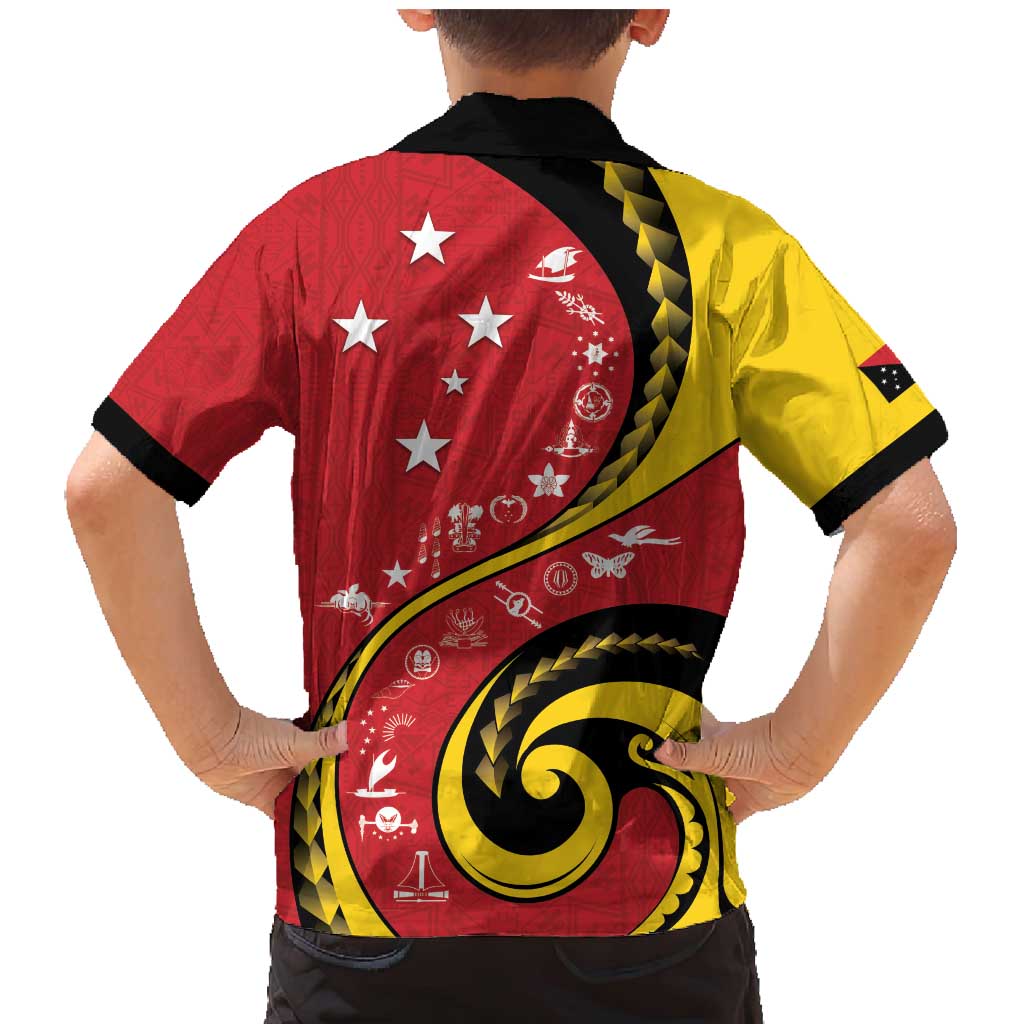 Papua New Guinea 50th Independence Anniversary Family Matching Mermaid Dress and Hawaiian Shirt Special Style Red Version - Polynesian Pride