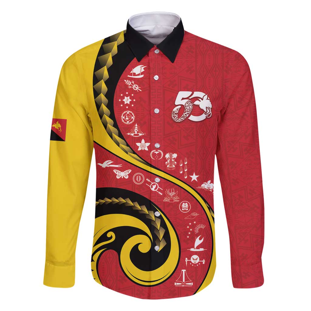 Papua New Guinea 50th Independence Anniversary Family Matching Off Shoulder Short Dress and Hawaiian Shirt Special Style Red Version - Polynesian Pride