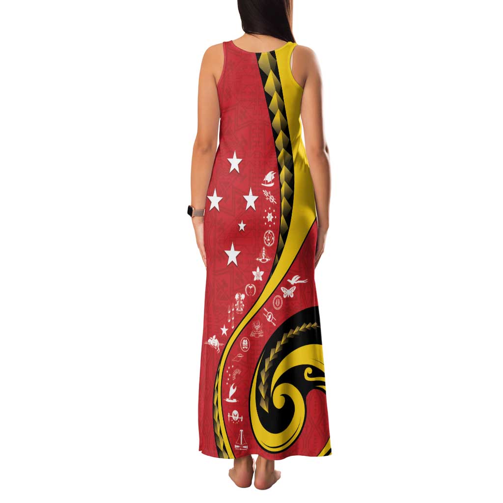 Papua New Guinea 50th Independence Anniversary Family Matching Tank Maxi Dress and Hawaiian Shirt Special Style Red Version - Polynesian Pride
