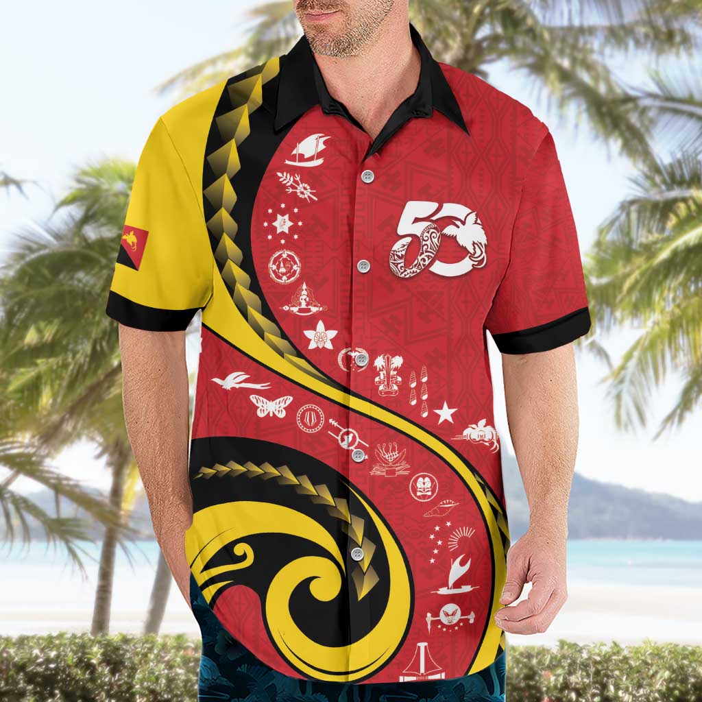 Papua New Guinea 50th Independence Anniversary Hawaiian Shirt Special Style Red Version LT05 - Polynesian Pride