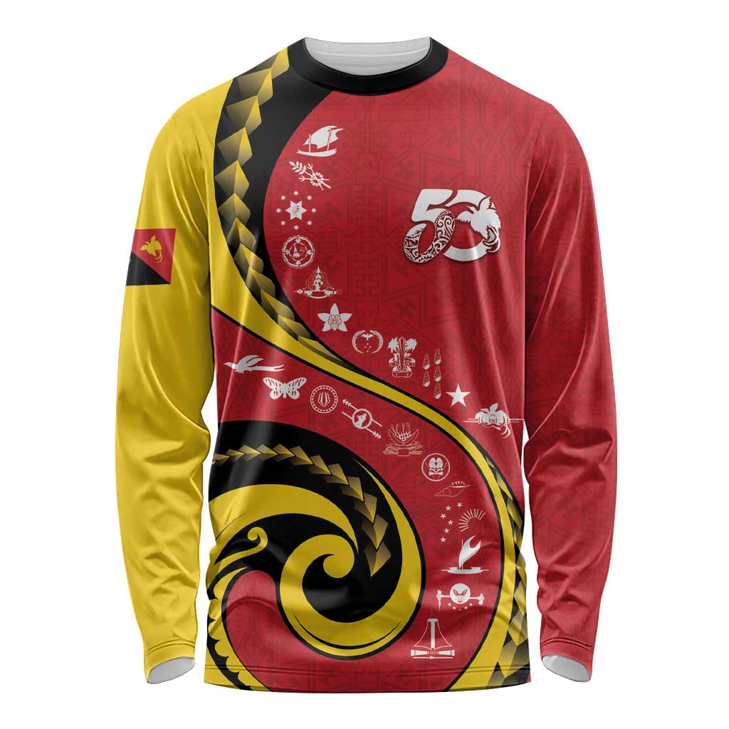 Papua New Guinea 50th Independence Anniversary Long Sleeve Shirt Special Style Red Version LT05 Unisex Red - Polynesian Pride