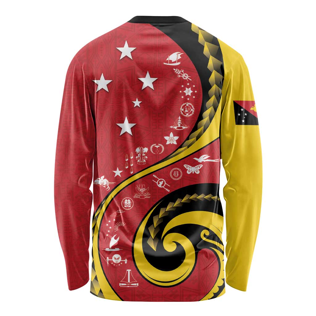 Papua New Guinea 50th Independence Anniversary Long Sleeve Shirt Special Style Red Version LT05 - Polynesian Pride