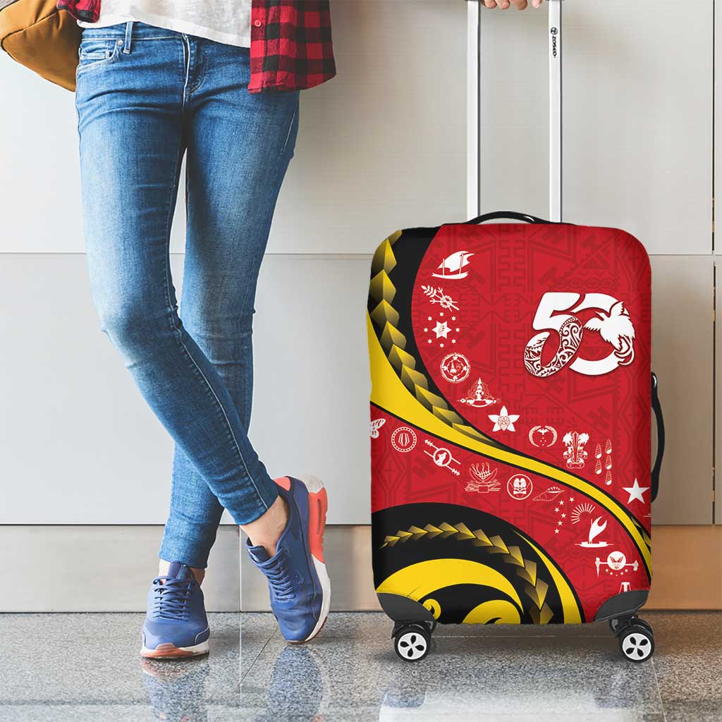 Papua New Guinea 50th Independence Anniversary Luggage Cover Special Style Red Version - Polynesian Pride