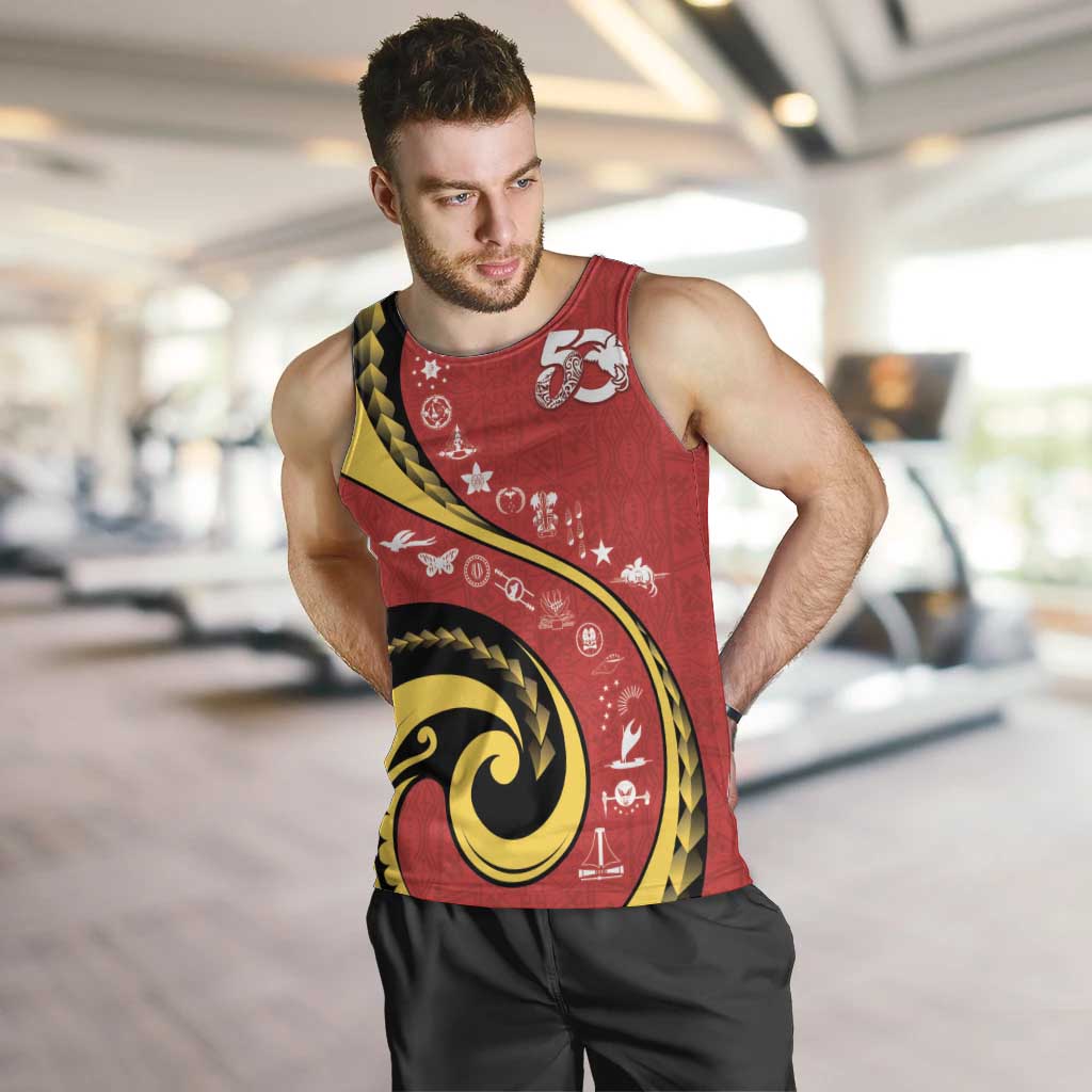 Papua New Guinea 50th Independence Anniversary Men Tank Top Special Style Red Version LT05 Red - Polynesian Pride