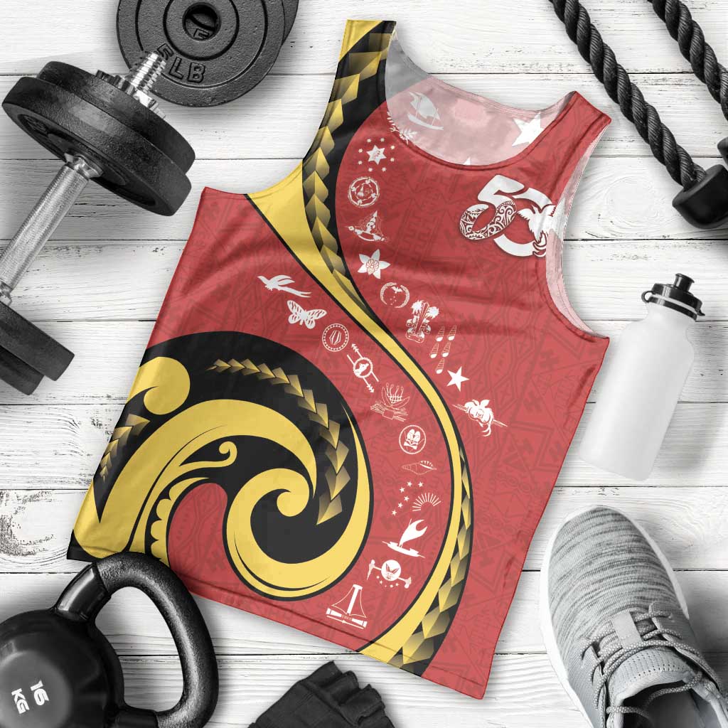 Papua New Guinea 50th Independence Anniversary Men Tank Top Special Style Red Version LT05 - Polynesian Pride