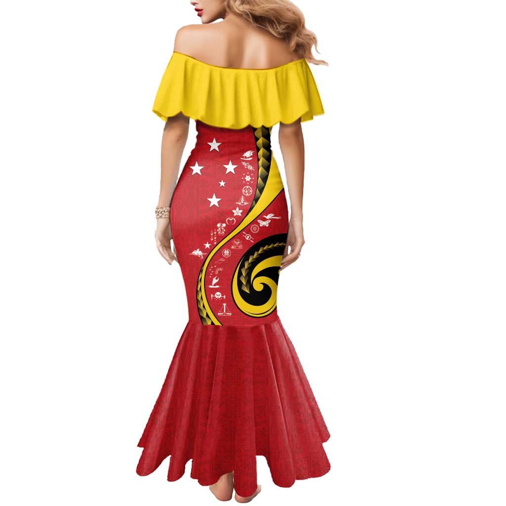 Papua New Guinea 50th Independence Anniversary Mermaid Dress Special Style Red Version - Polynesian Pride