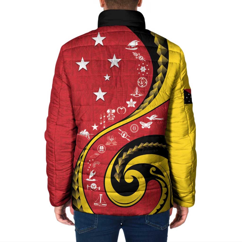 Papua New Guinea 50th Independence Anniversary Padded Jacket Special Style Red Version - Polynesian Pride
