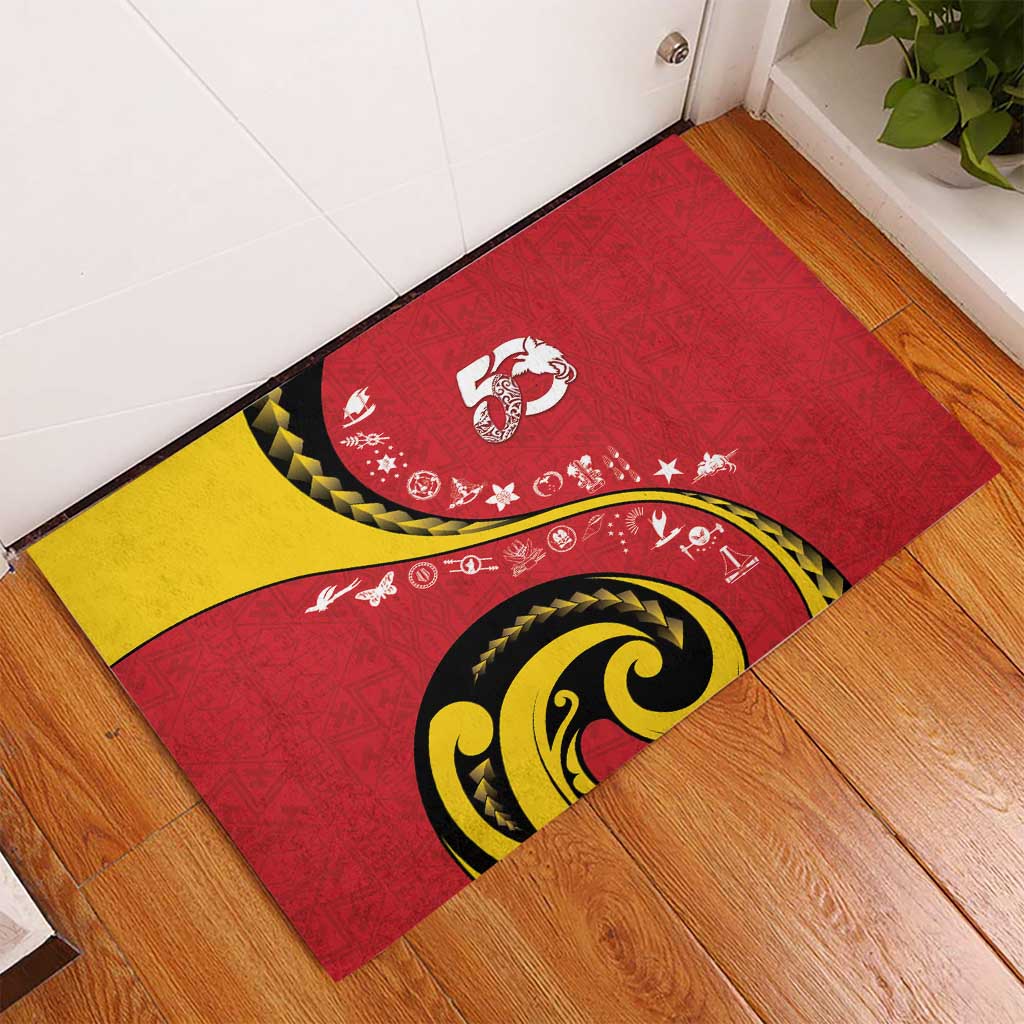 Papua New Guinea 50th Independence Anniversary Rubber Doormat Special Style Red Version LT05 - Polynesian Pride