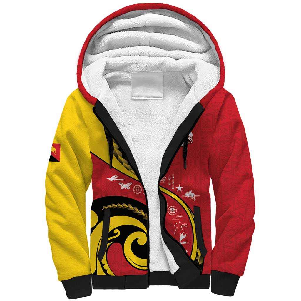 Papua New Guinea 50th Independence Anniversary Sherpa Hoodie Special Style Red Version LT05 Unisex Red - Polynesian Pride