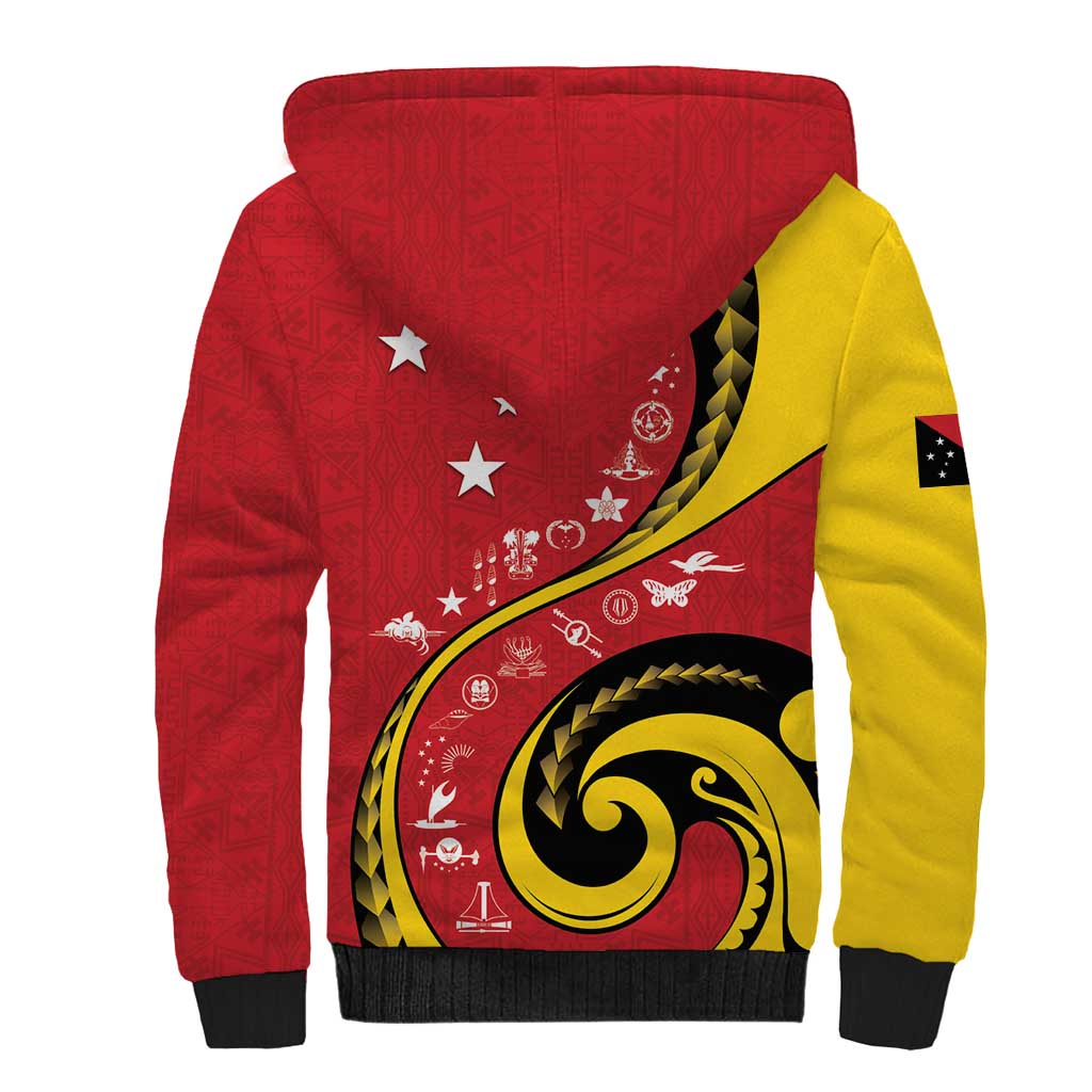 Papua New Guinea 50th Independence Anniversary Sherpa Hoodie Special Style Red Version LT05 - Polynesian Pride