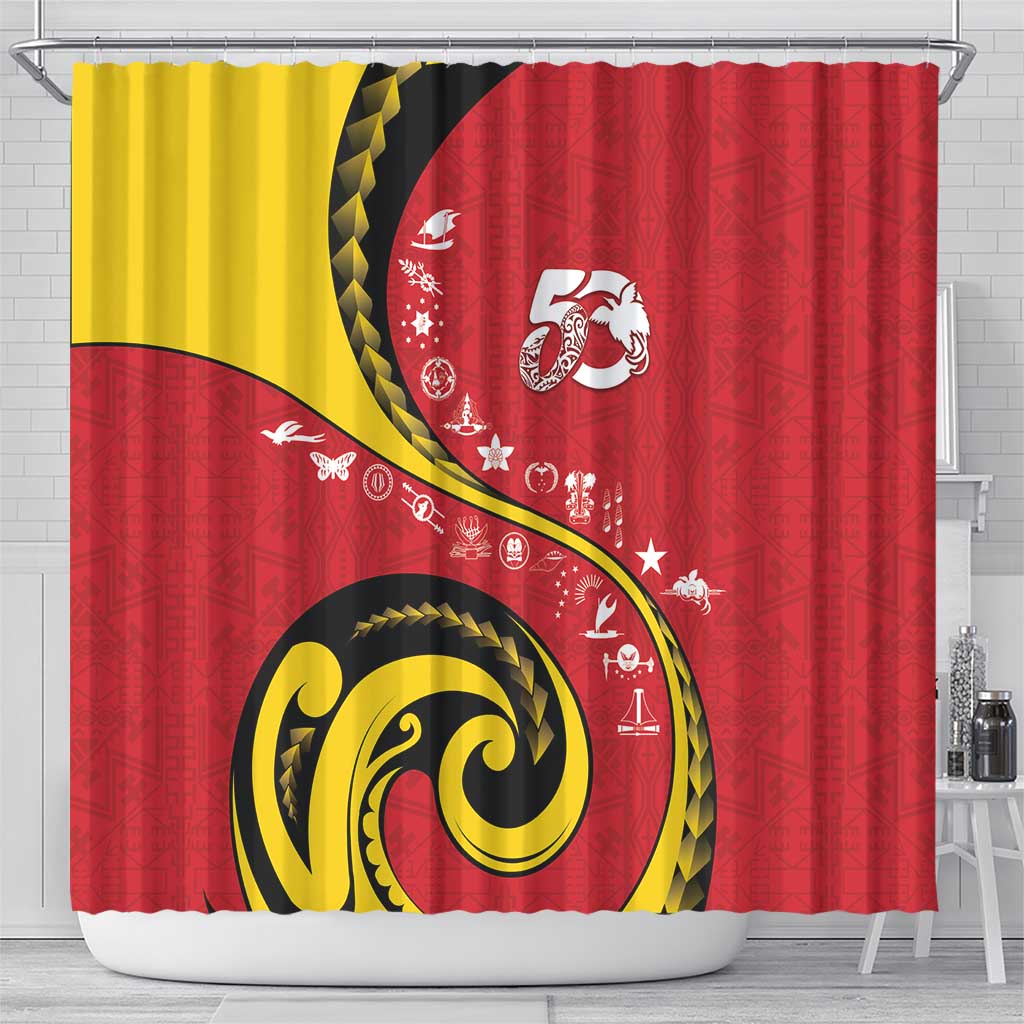 Papua New Guinea 50th Independence Anniversary Shower Curtain Special Style Red Version - Polynesian Pride