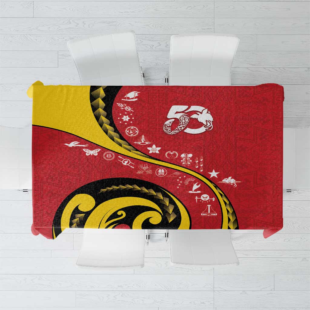 Papua New Guinea 50th Independence Anniversary Tablecloth Special Style Red Version LT05 Red - Polynesian Pride