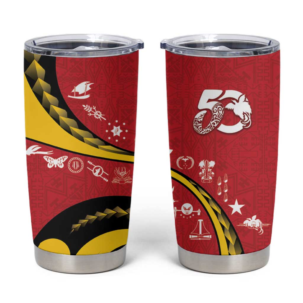 Papua New Guinea 50th Independence Anniversary Tumbler Cup Special Style Red Version - Polynesian Pride