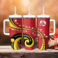 Papua New Guinea 50th Independence Anniversary Tumbler With Handle Special Style Red Version - Polynesian Pride