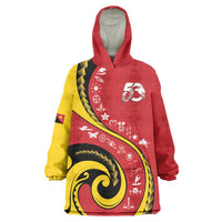 Papua New Guinea 50th Independence Anniversary Wearable Blanket Hoodie Special Style Red Version LT05 One Size Red - Polynesian Pride
