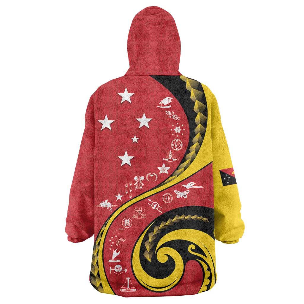 Papua New Guinea 50th Independence Anniversary Wearable Blanket Hoodie Special Style Red Version LT05 - Polynesian Pride