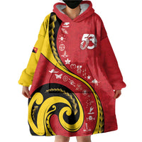 Papua New Guinea 50th Independence Anniversary Wearable Blanket Hoodie Special Style Red Version LT05 - Polynesian Pride