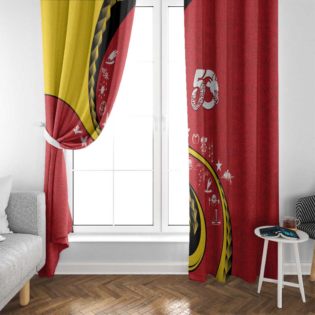 Papua New Guinea 50th Independence Anniversary Window Curtain Special Style Red Version - Polynesian Pride