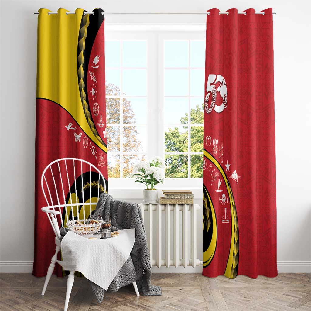 Papua New Guinea 50th Independence Anniversary Window Curtain Special Style Red Version - Polynesian Pride
