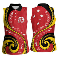 Papua New Guinea 50th Independence Anniversary Women Sleeveless Polo Shirt Special Style Red Version LT05 - Polynesian Pride