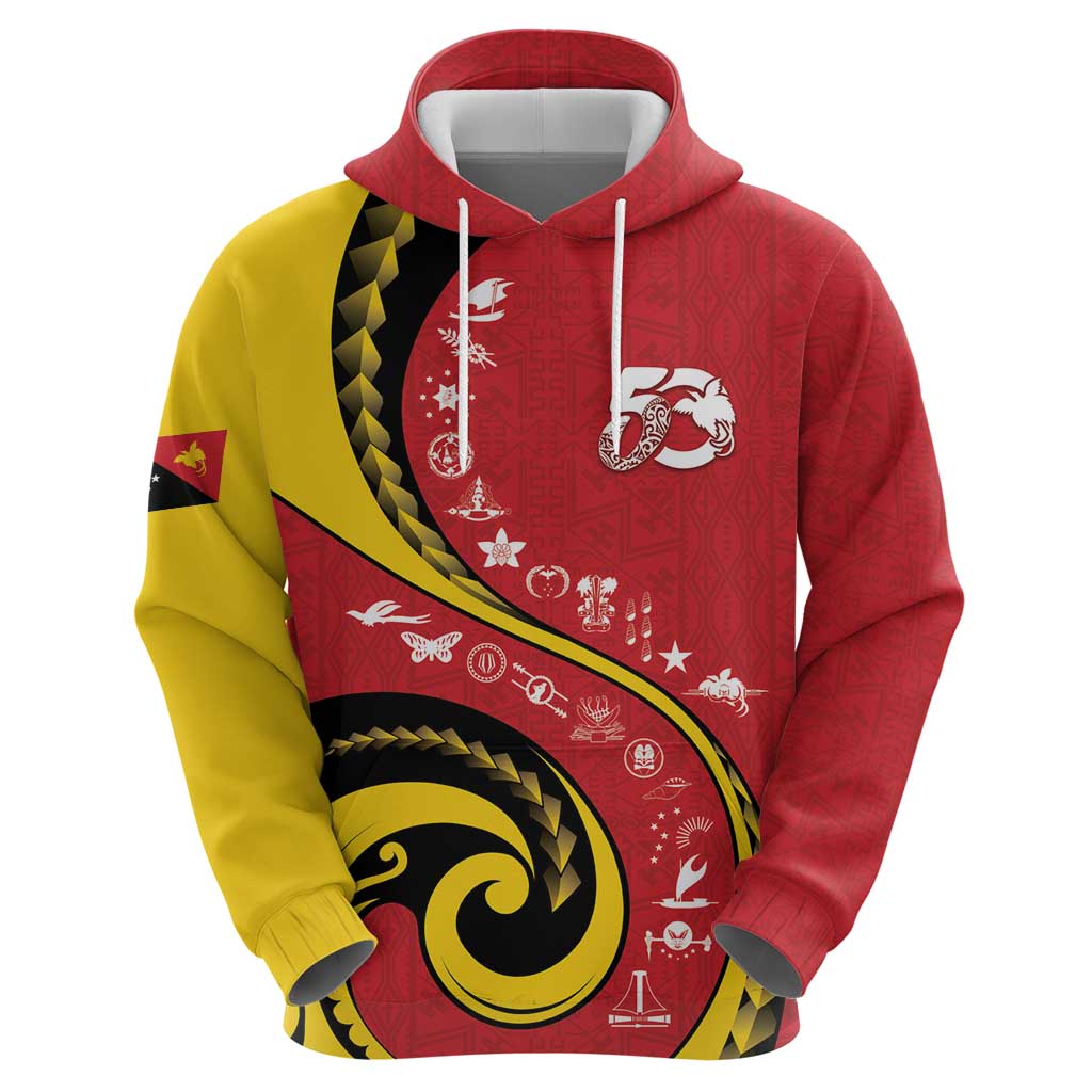 Papua New Guinea 50th Independence Anniversary Zip Hoodie Special Style Red Version - Polynesian Pride