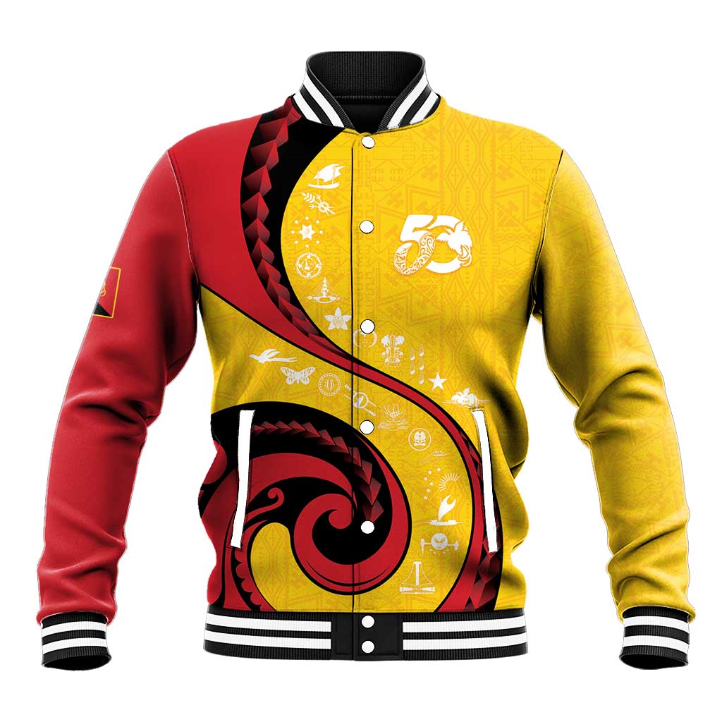 Papua New Guinea 50th Independence Anniversary Baseball Jacket Special Style Yellow Version LT05 Unisex Yellow - Polynesian Pride