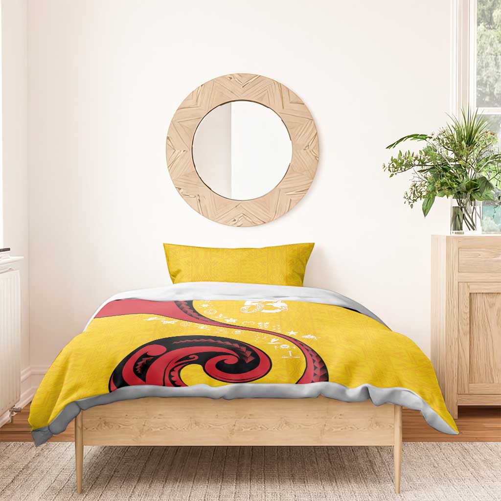 Papua New Guinea 50th Independence Anniversary Bedding Set Special Style Yellow Version - Polynesian Pride